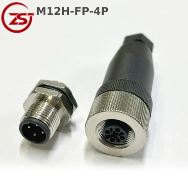 Đầu nối cảm biến M12 chống nước IP67 lắp mặt bích 4 chân A-Code ZSJ M12H-FP-4P