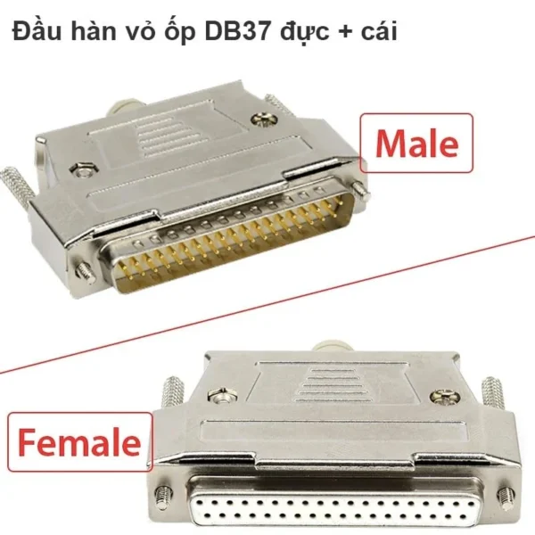 Đầu hàn DB37 Male/Female 37 chân – Vỏ kim loại – Dạng hàn dây