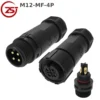 Đầu nối điện chống nước đực cái chuẩn IP68 chính hãng ZSJ M12-MF - 4 chân