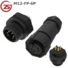 Đầu nối điện chống nước lắp bảng điều khiển ZSJ M12-FP chuẩn IP68 từ 2 -8 chân - 6 chân