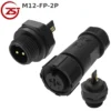Đầu nối điện chống nước lắp bảng điều khiển ZSJ M12-FP chuẩn IP68 từ 2 -8 chân - 2 chân