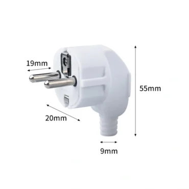 Đầu phích cắm nguồn EU CEE 7/7 Schuko Plug 2 chân tròn dùng cho máy tính, UPS ~ Màu sắc: Trắng