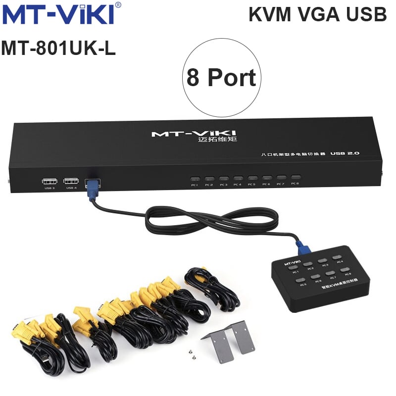 Bộ chuyển mạch VGA KVM Switch 8 ra 1 cổng MT-801UK-L (kèm cáp)