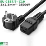 Cáp nguồn EU- IEC320 C19 3x1.5mm dài 1.8m