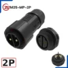 Phích nối điện chống nước IP68 lắp bảng điều khiển ZSJ M25-MP 2 -5 chân - 2 chân