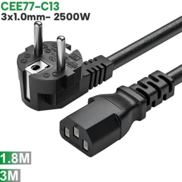 Dây cáp nguồn CEE 7/7 EU IEC320 C13 3x1mm 250V-10A dài 1.8m-3m - Phụ Kiện Điện Tử.Com.vn