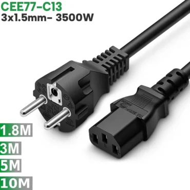 Cáp nguồn C13 chân thẳng EU CEE 77 3x1.5mm 250V-16A dài 1.8m-10m - Phụ Kiện Điện Tử.Com.vn