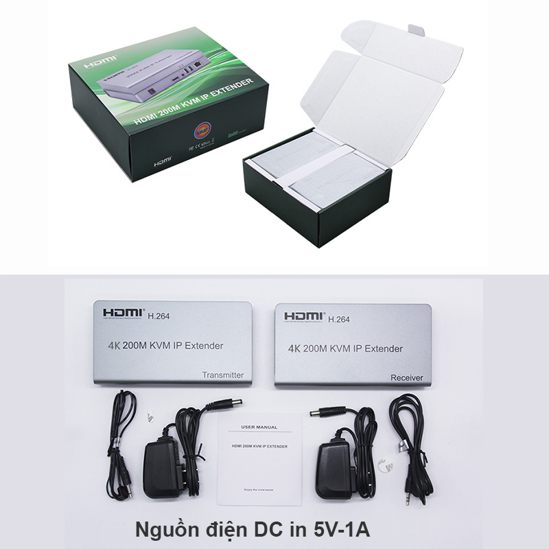 Bộ kéo dài HDMI qua cáp mạng có cổng USB 120m - 4K 120M KVM Extender - Phụ Kiện Điện Tử.Com.vn bo khuech dai hdmi 120 met 4k
