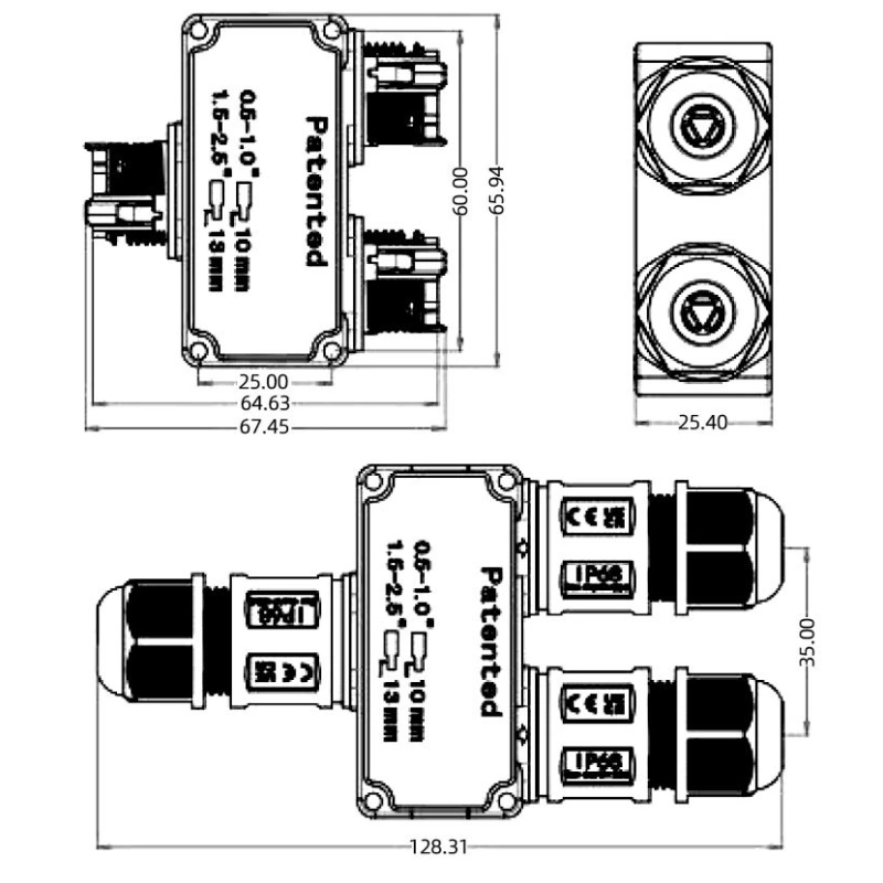 Đầu nối dây điện ngoài trời chống nước IP68 M684-F 5 nhánh hình sao - Phụ Kiện Điện Tử.Com.vn Đầu nối điện chống nước IP68 M684-Y 7