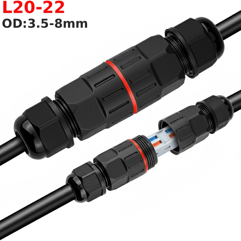 Đầu nối dây điện ngoài trời chống nước IP68 L20-22 và L20-33 kết nối nhanh - Phụ Kiện Điện Tử.Com.vn Đầu nối điện chống nước L20-22