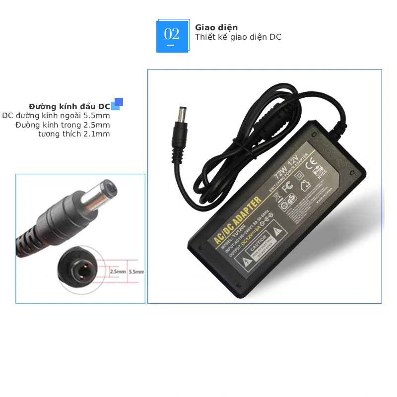 Nguồn DC Adapter 12V- 6A YU1206 5 Nguồn DC Adapter 12V- 6A YU1206 5