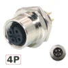 Đầu nối cảm biến M12 chống nước IP67 kiểu chữ L 4/5/8 chân A-Code ZSJ-M12H - 4 chân cái mặt bích
