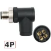 Đầu nối cảm biến M12 chống nước IP67 kiểu chữ L 4/5/8 chân A-Code ZSJ-M12H - 4 chân đực chữ L