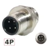 Đầu nối cảm biến M12 chống nước IP67 kiểu chữ L 4/5/8 chân A-Code ZSJ-M12H - 4 chân đực mặt bích