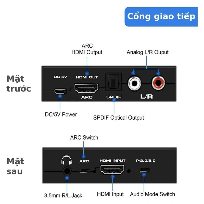 Bộ chuyển đổi HDMI eARC TV ra cổng quang, 3.5mm, RCA OZV8-2 - Phụ Kiện Điện Tử.Com.vn