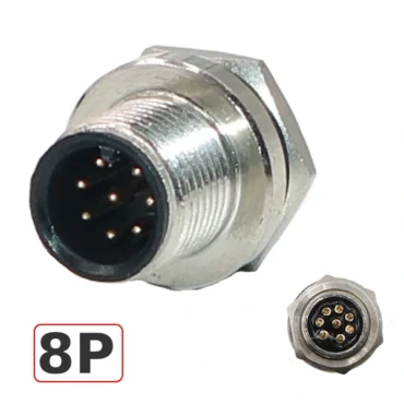 Đầu nối cảm biến M12 8 chân chống nước IP67 A-Code ZSJ-M12H-PM-8P ~ Kiểu dáng: Đầu đực 8 chân lắp mặt bích