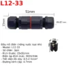 Đầu nối dây điện ngoài trời chống nước IP68 L20-22 và L20-33 kết nối nhanh - Đầu nối L12-33