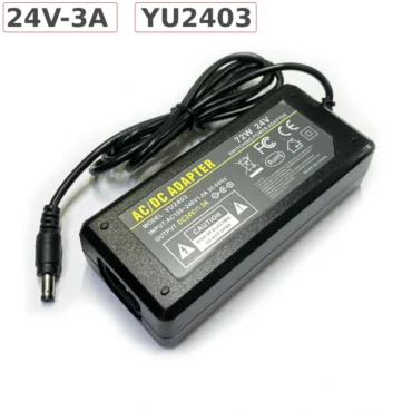 Bộ nguồn Adapter DC 24V chân 5.5x2.5mm kèm tùy chọn cáp chuyển DC 5.5 sang MD3/MD4 cho máy in, camera - Phụ Kiện Điện Tử.Com.vn Bộ nguồn Adapter DC 24V-3A 72W chân cắm 5.5*2.5mm YU-2403 ~ Nguồn ra dc: 24V-3A