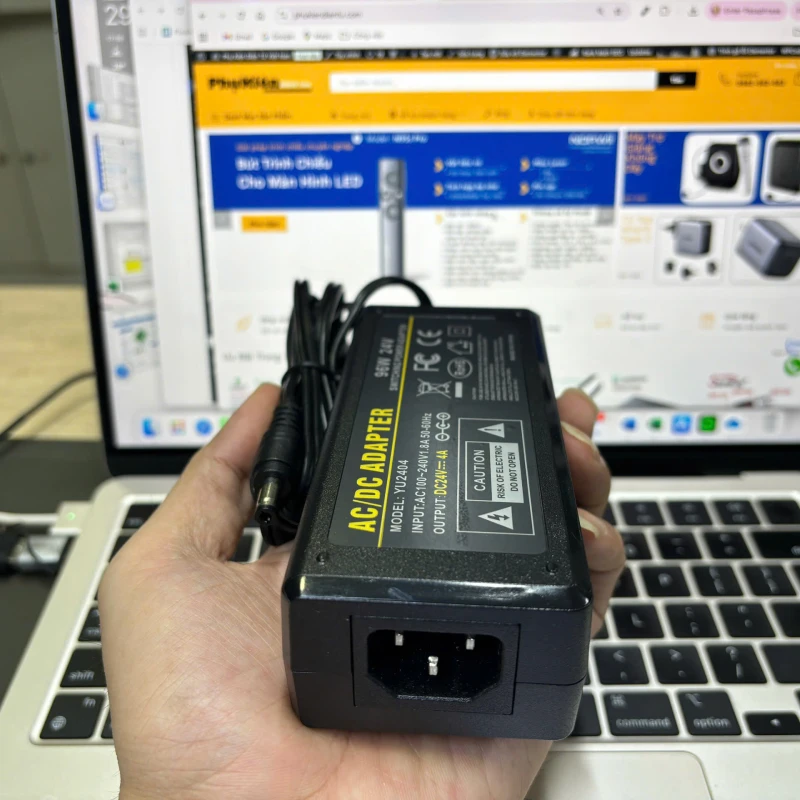 Bộ nguồn Adapter DC 24V chân 5.5x2.5mm kèm tùy chọn cáp chuyển DC 5.5 sang MD3/MD4 cho máy in, camera - Phụ Kiện Điện Tử.Com.vn Nguồn DC 24V-4A YU2404 4