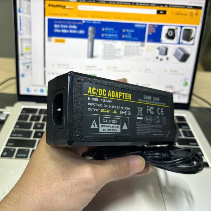 Bộ nguồn Adapter DC 24V chân 5.5x2.5mm kèm tùy chọn cáp chuyển DC 5.5 sang MD3/MD4 cho máy in, camera - Phụ Kiện Điện Tử.Com.vn Nguồn DC 24V-4A YU2404 7