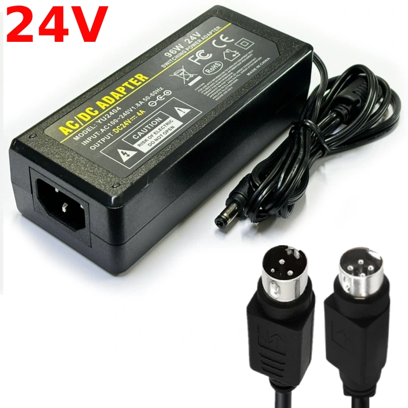 Bộ nguồn Adapter DC 24V chân 5.5x2.5mm kèm tùy chọn cáp chuyển DC 5.5 sang MD3/MD4 cho máy in, camera - Phụ Kiện Điện Tử.Com.vn Nguồn DC 24V kèm cáp 3Pin và 4pin