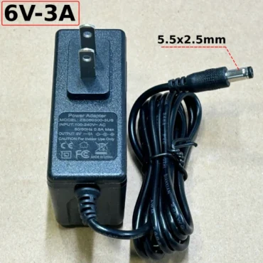 Cục nguồn DC Adapter 6V-3A chân cắm tròn 5.5×2.5mm – Model: ZB060300-3US - Phụ Kiện Điện Tử.Com.vn