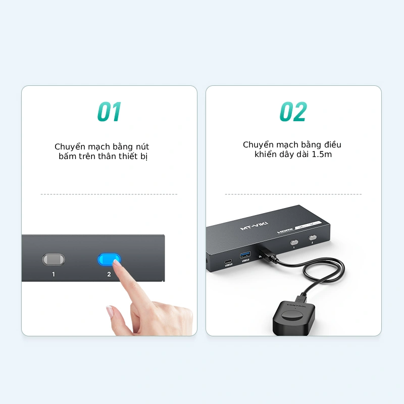 Bộ chia HDMI 4K USB 3.0 KVM Switch 2 cổng MT-KH2S3 5 Bộ chia HDMI 4K USB 3.0 KVM Switch 2 cổng MT-KH2S3 5