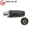 Đầu giắc nối cảm biến M12 4 chân chống nước IP67 A-Code ZSJ M12H-MF-4P - Đầu đực M12H-M-4P