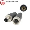 Đầu giắc nối cảm biến M12 4 chân chống nước IP67 A-Code ZSJ M12H-MF-4P - Đầu nối đực+cái M12H-MF-4P