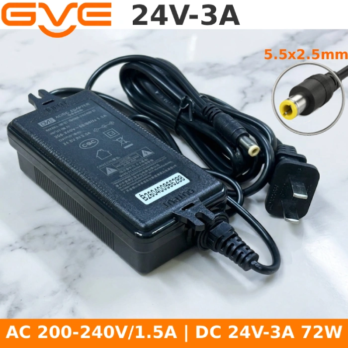 Nguồn DC 24V chính hãng GVE Guanyuda GM66-240300-D ~ Nguồn ra dc: 24V-3A