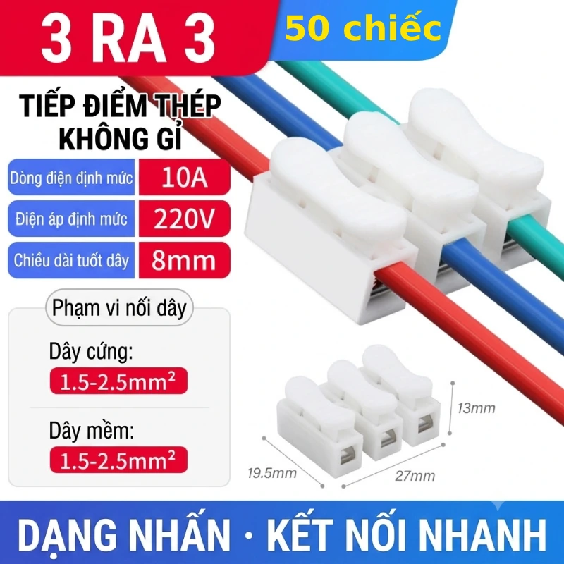 Cầu đấu nối dây điện nhanh 3-3 CH-3F