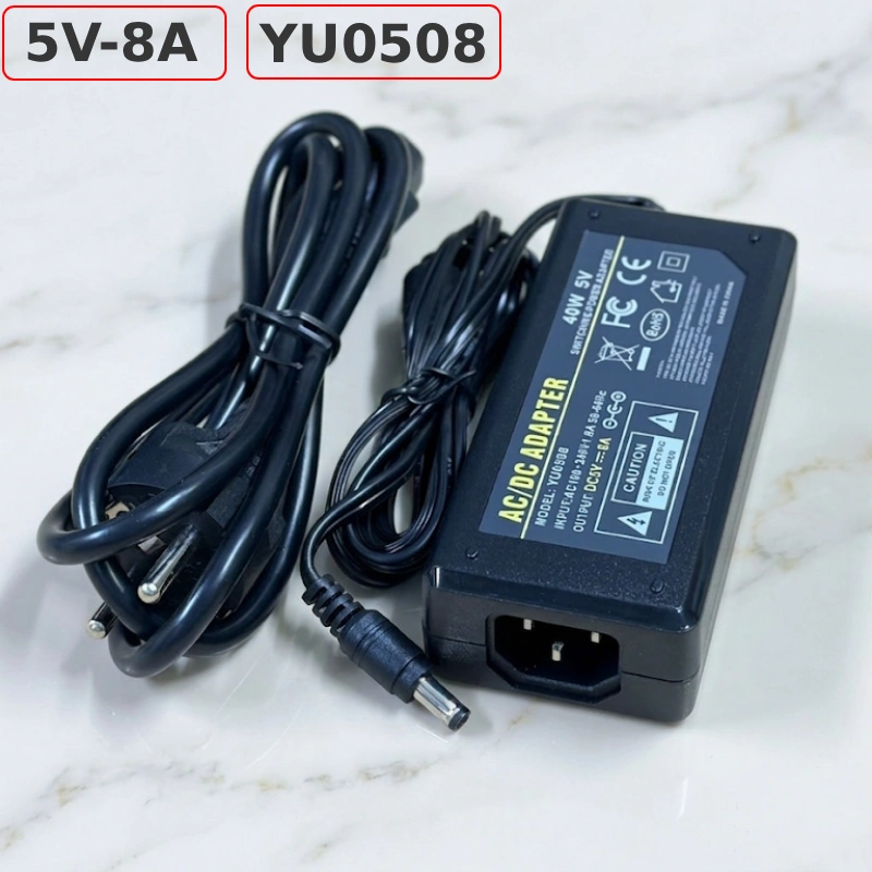 Bộ chuyển đổi nguồn Adapter DC 5V 8A Jack 5.5x2.5mm chất lượng cao - Phụ Kiện Điện Tử.Com.vn Nguồn DC Adapter 5V-8A YU0508