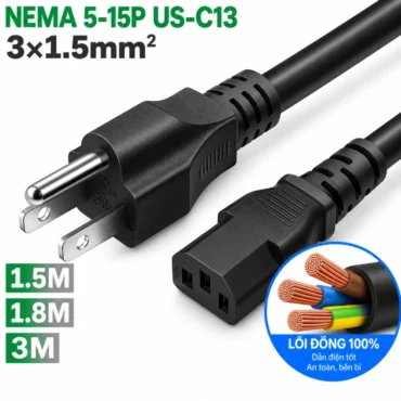 Cáp nguồn 3 chân Nema 5-15P sang C13 0