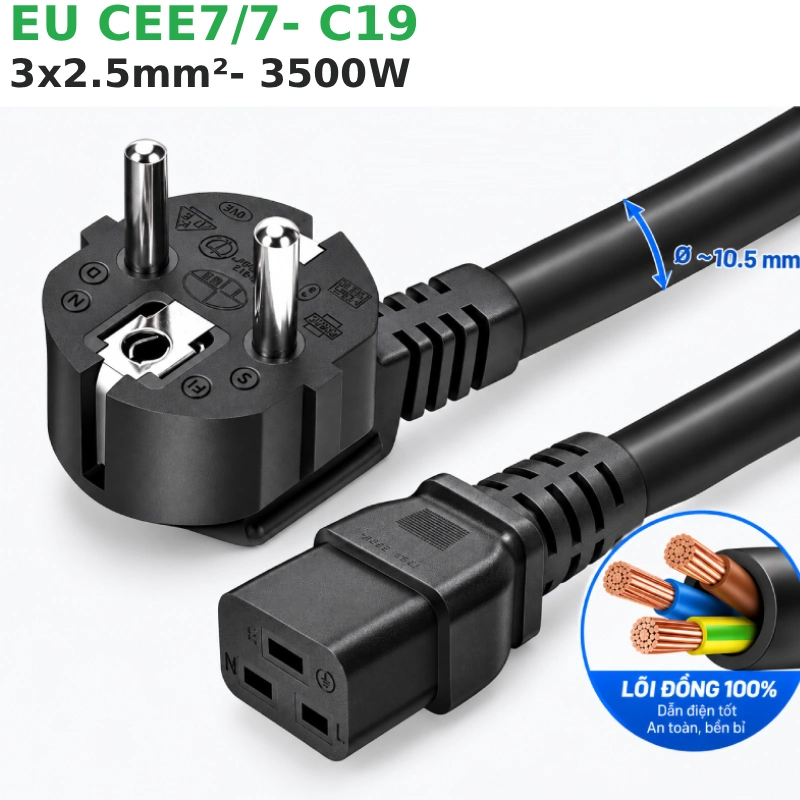 Cáp nguồn C19 3x2.5mm