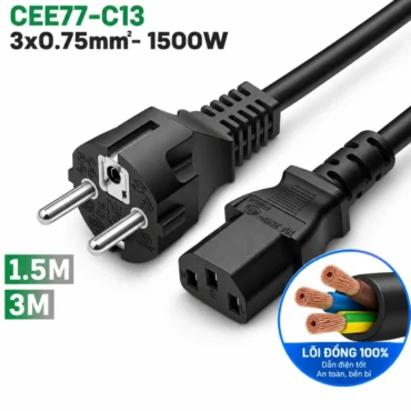 Home Full Width - Phụ Kiện Điện Tử.Com.vn Cáp nguồn EU CEE 77- IEC320 C13 3x0.75mm 0