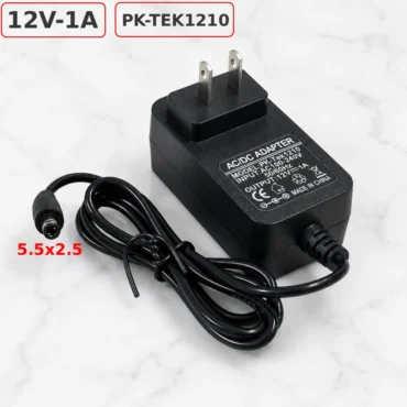 Nguồn DC Adapter 12V 1A PK-Tek1210 jack 5.5x2.5mm, chân cắm tường dẹt chuẩn mỹ - Phụ Kiện Điện Tử.Com.vn