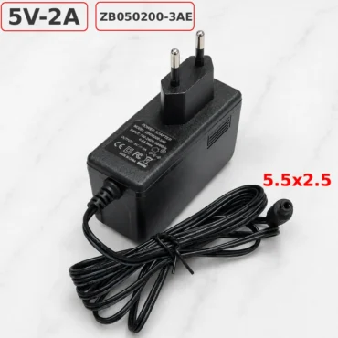 Nguồn DC Adapter 5V 2A ZB050200-3AE jack 5.5×2.5mm, chân cắm tường tròn chuẩn châu âu - Phụ Kiện Điện Tử.Com.vn