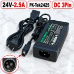 Nguồn DC Adapter 24V 2.5A Pk-Tek2425 chân DC 3pin