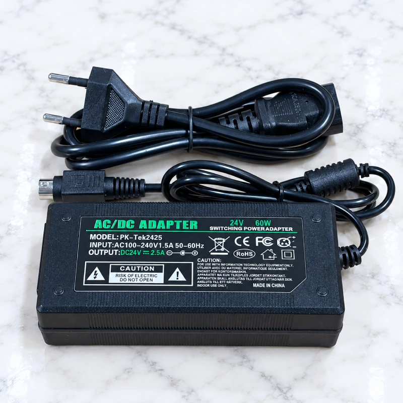Nguồn DC Adapter 24V 2.5A Pk-Tek2425 chân DC 3pin 2 Nguồn DC Adapter 24V 2.5A Pk-Tek2425 chân DC 3pin 2